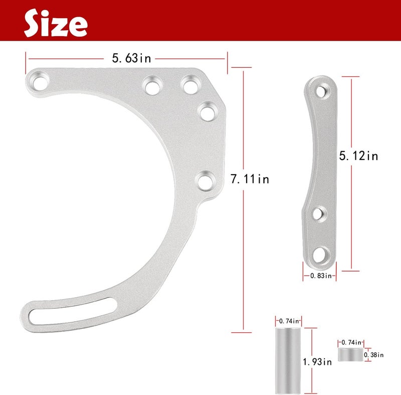 Deargooday LWP Low Mount Alternator Bracket Double Hump Heads Adjustable Billet Kit for Small Block Chevy SBC 305 327 350 5.0L 5.7L V8 Eight Cylinder Long Water Pump Carburetor V Belt - Image 5